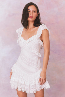 Bensley Fitted Lace Mini Dress | True White