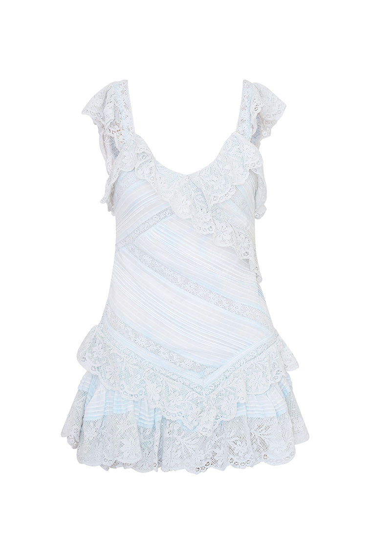 Bensley Fitted Lace Mini Dress | Moonstone