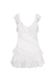 Bensley Fitted Lace Mini Dress | True White