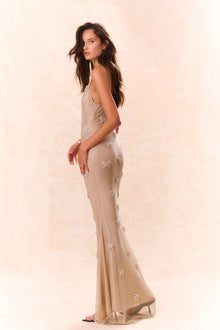 Berisa Sheer Rhinestone-Embroidered Gown | Shimmer Lattice