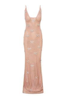 Berisa Sheer Rhinestone-Embroidered Gown | Shimmer Lattice