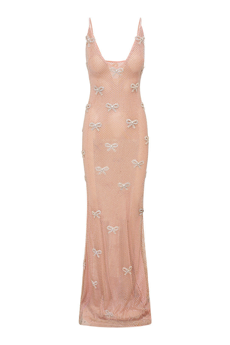 Berisa Sheer Rhinestone-Embroidered Gown | Shimmer Lattice