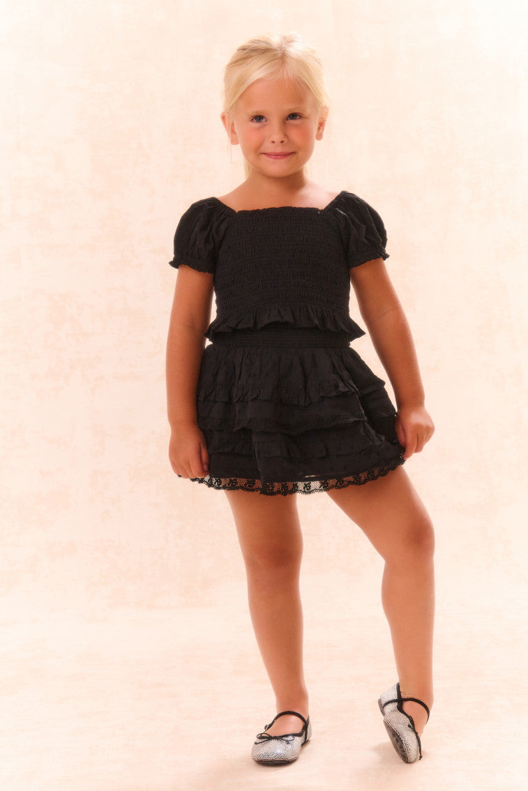 Girls Billie Cotton Mini Skirt | Black
