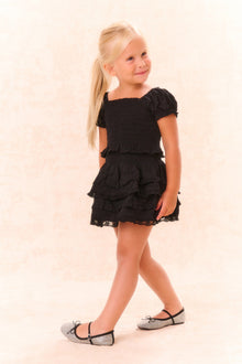 Girls Billie Cotton Mini Skirt | Black