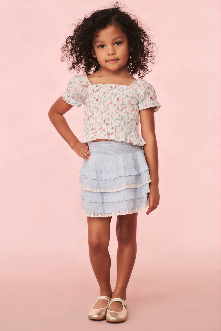 Girls Billie Blue Cotton Mini Skirt | Baby Bluebell