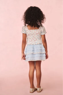 Girls Billie Blue Cotton Mini Skirt | Baby Bluebell