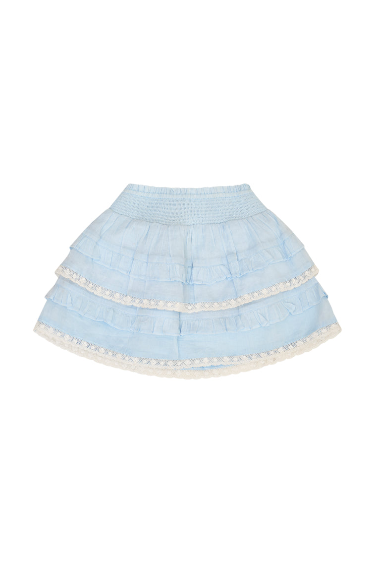 Girls Billie Blue Cotton Mini Skirt | Baby Bluebell