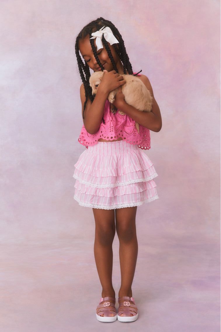 Girls Billie Cotton Stripe Skirt | Captiva Pink