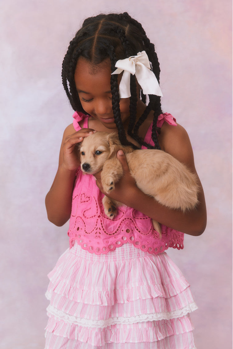 Girls Billie Cotton Stripe Skirt | Captiva Pink