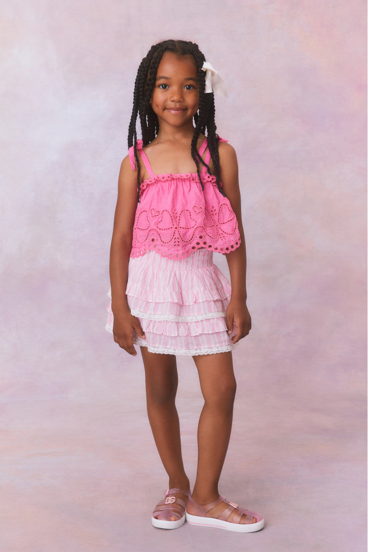 Girls Billie Cotton Stripe Skirt | Captiva Pink