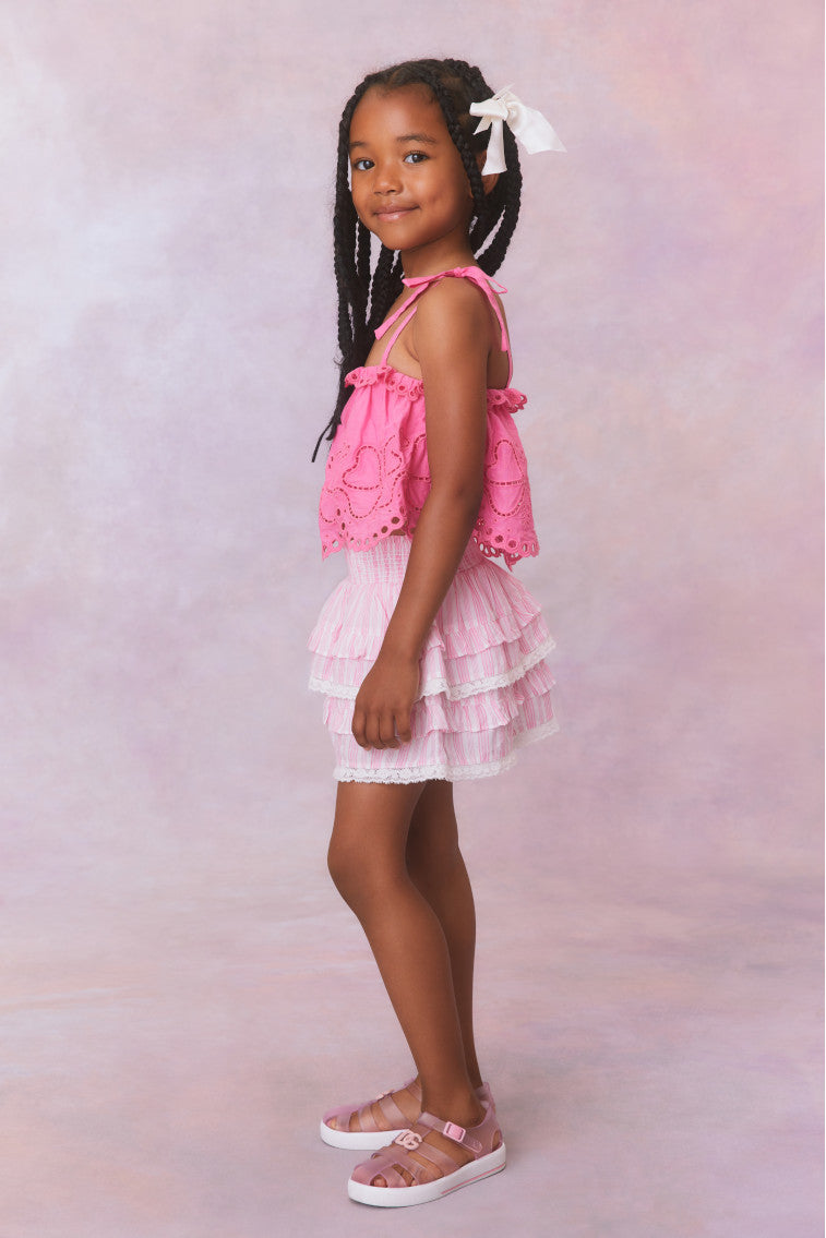 Girls Billie Cotton Stripe Skirt | Captiva Pink