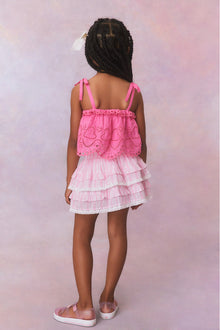 Girls Billie Cotton Stripe Skirt | Captiva Pink