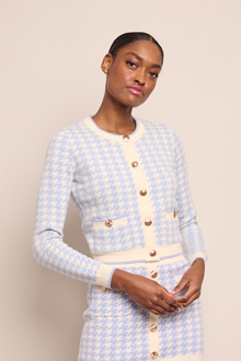 Priscilla Cardigan | Houndstooth Blue
