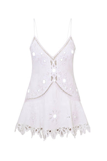 Brealynn Embellished Cotton Mini Dress | True White