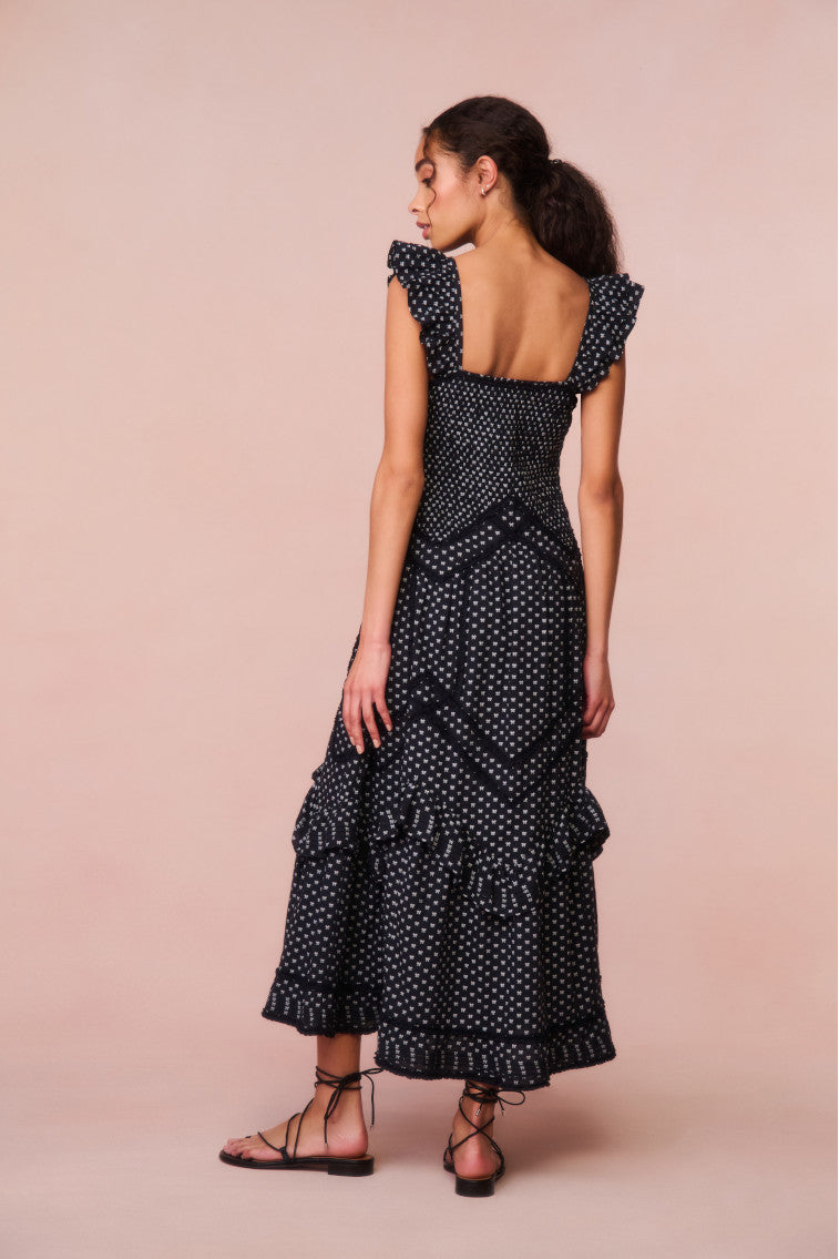 Brin Cotton Bow Dress | Midnight Snowfall