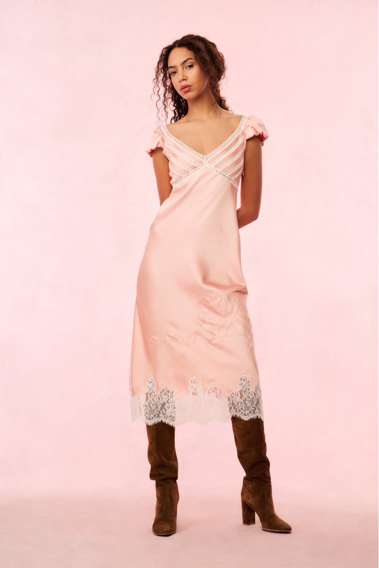 Brinkley Satin Midi Dress | Vintage Nude