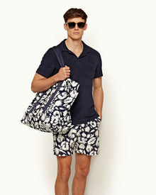 Bulldog Navy/White Sand Mid-Length Floral Swim Shorts | Navy/White Sand