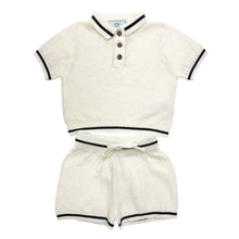 Baby | Brody Ivory with Black Trim Cotton Polo Top and Shorts Set