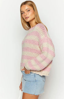 Bea Striped Sweater | Pink
