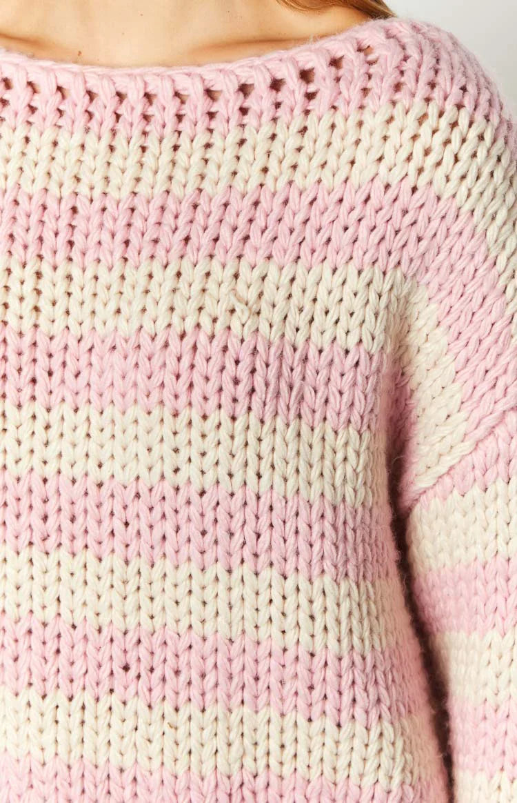 Bea Striped Sweater | Pink