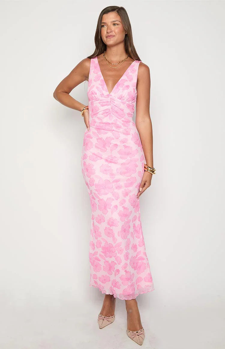 Beck Floral Maxi Dress | Pink