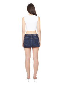 Womens | Belted Denim Mini Skirt | Dark Wash