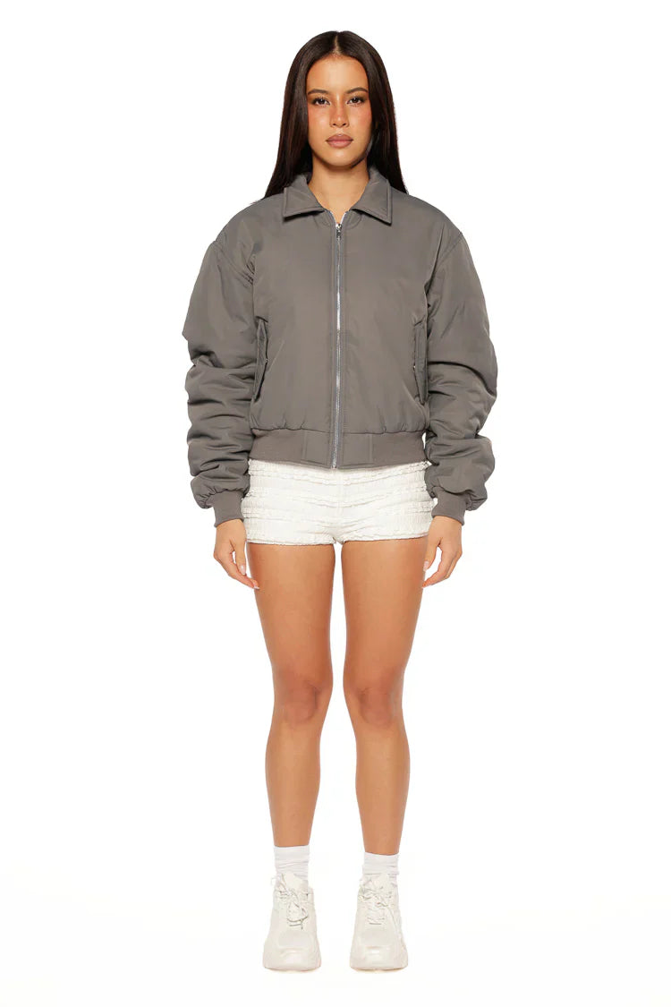 Benson Puff Bomber Jacket | Grey