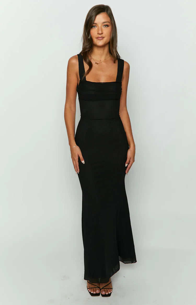 Beverley Mesh Maxi Dress | Black