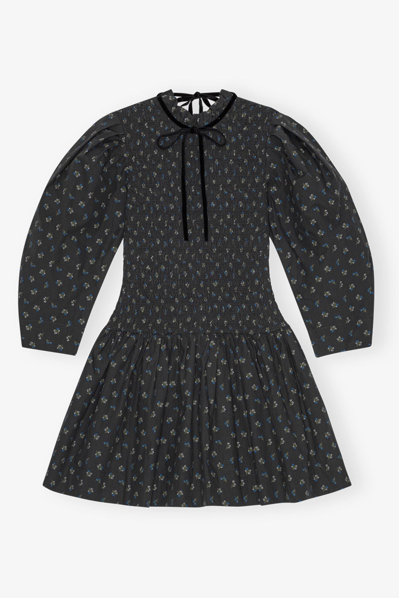 Black Floral Mini Smock Dress | Phantom