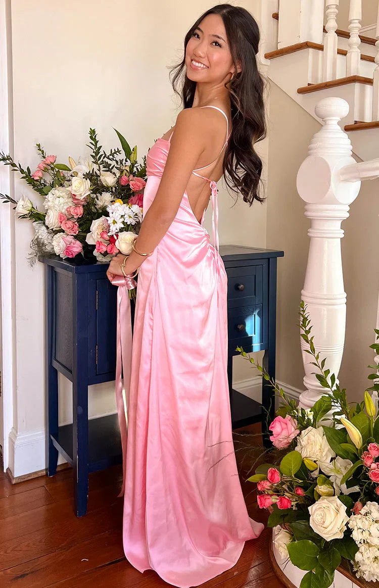 Blaise Satin Maxi Dress | Pink