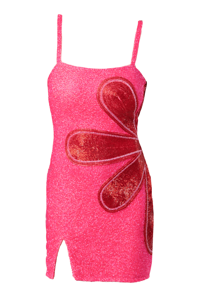 Bloom Hand - Beaded Embellished Mini Dress - Self - Adore