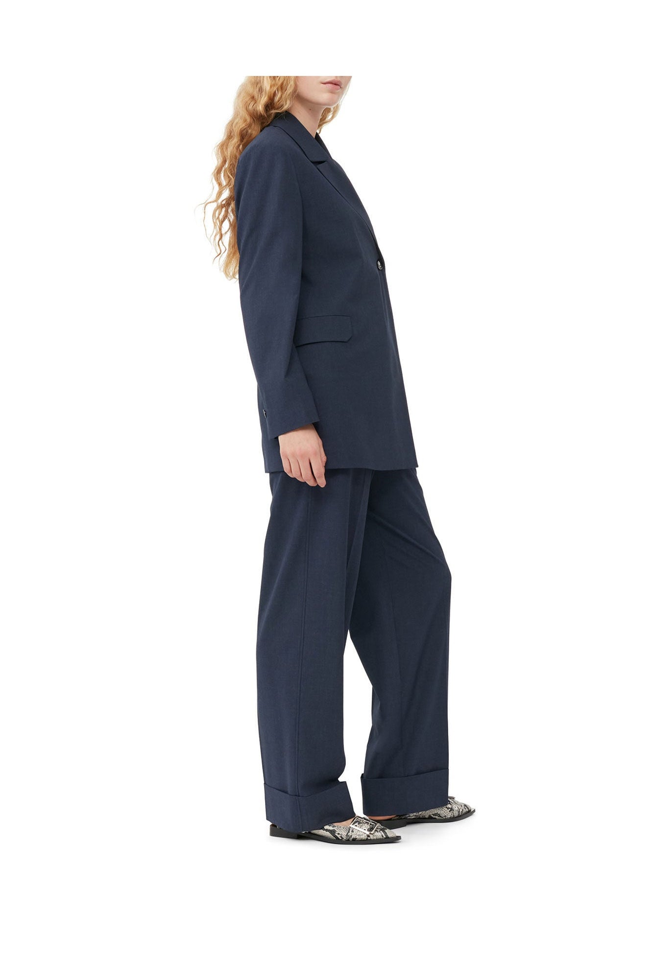 Blue Drapey Melange Blazer | Sky Captain