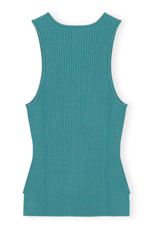 Blue Sleeveless Melange Top | Lagoon