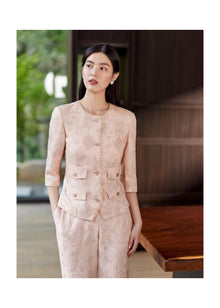 Embroidered Cropped Jacket | Blush