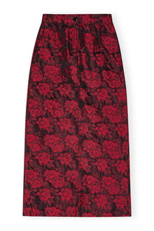 Botanical Jacquard Long Skirt | High Risk Red