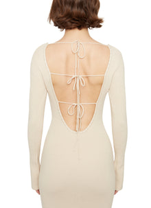 Womens | Bow Knit Backless Maxi Dress | Cream