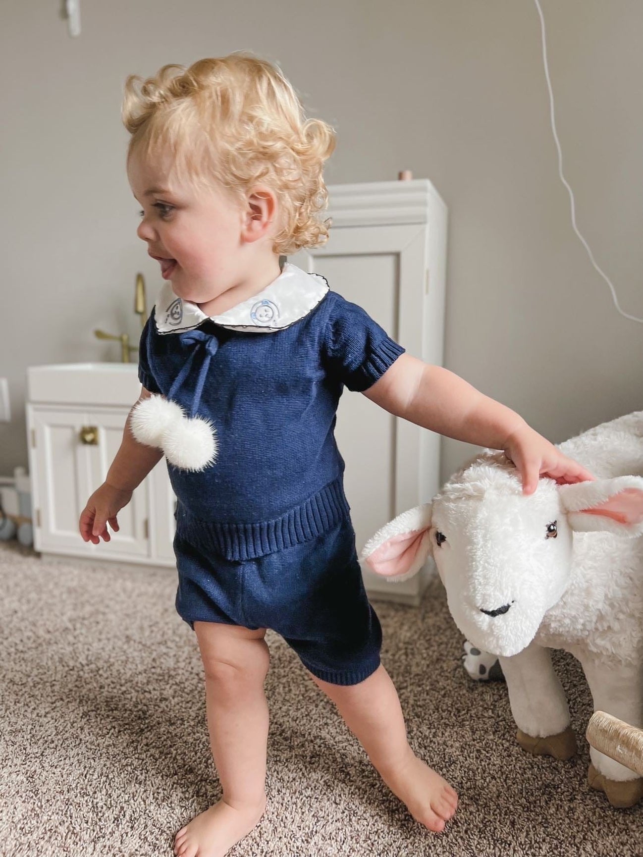 Boy | Billie Knit Top and Shorts Set | Navy
