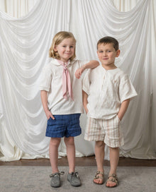 Boy | White Linen Mandarin Collar Top
