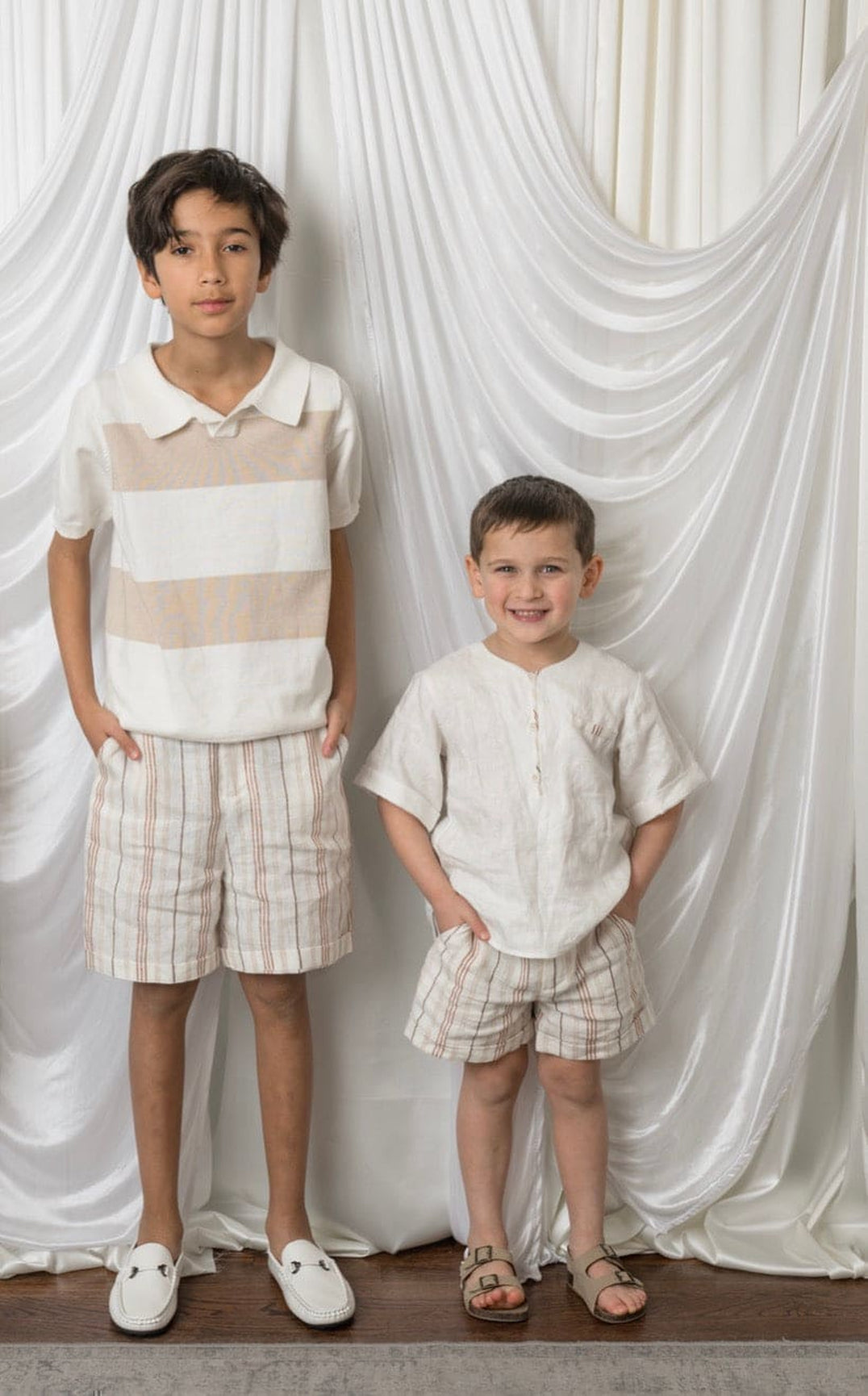 Boy | White Linen Mandarin Collar Top