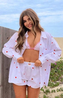 Brad Embroidered Boxer Shorts | White Strawberry