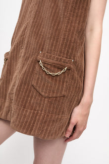Brown Corduroy Mini Dress | Rain Drum