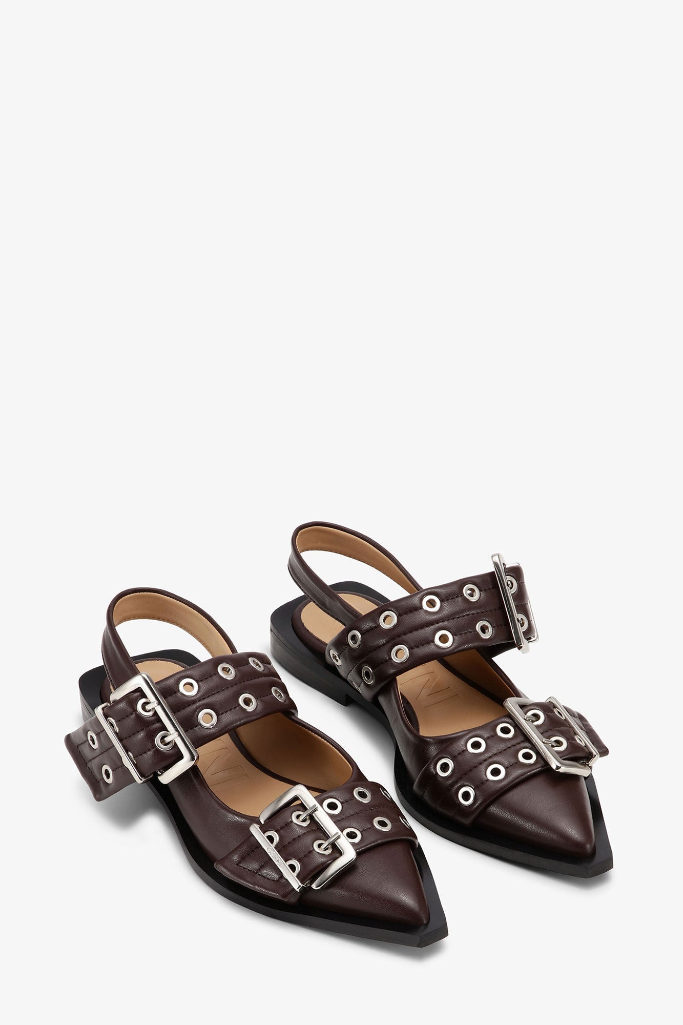 Brown Feminine Buckle Ballerinas | Chocolate Fondant