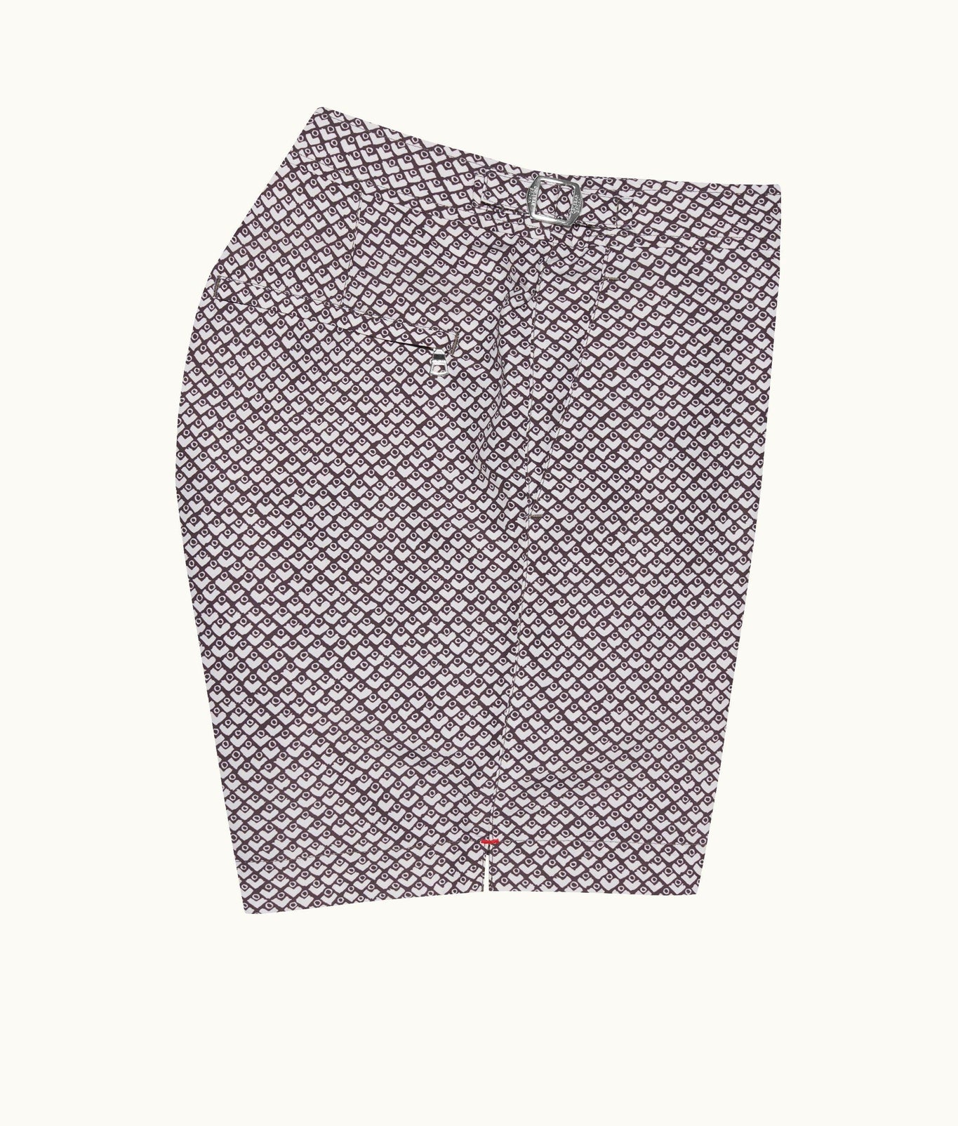 Bulldog Geo Print Mid-Length Swim Shorts | Truffle/White Sand