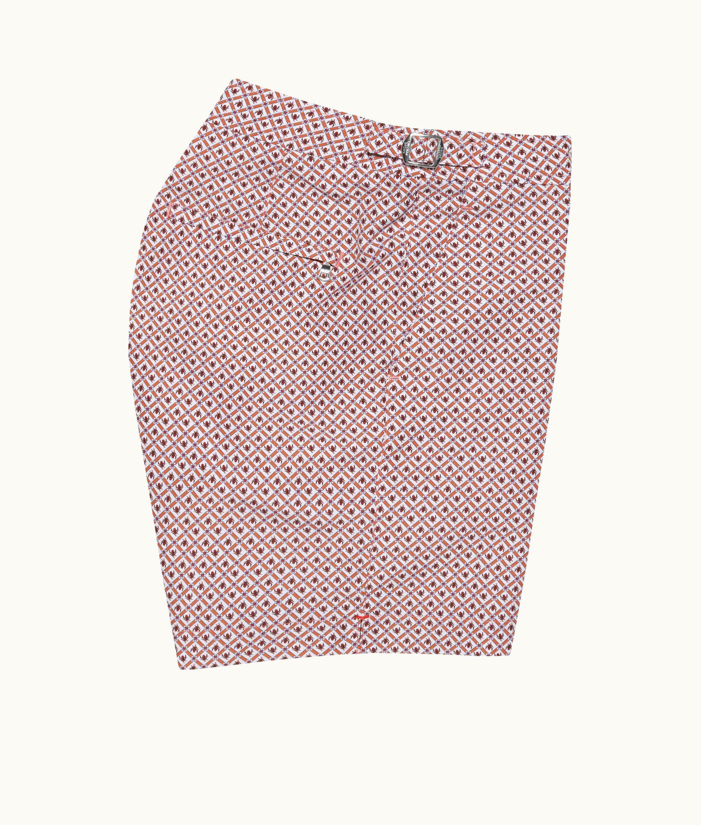 Bulldog Geo Print Mid-Length Swim Shorts Woven | Summer Red/White Sand