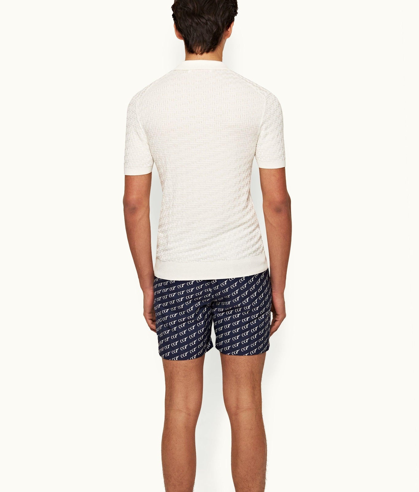 Bulldog Geometric Jacquard Mid-Length Swim Shorts | 007/Midnight Navy