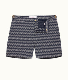 Bulldog Jacquard Chevron Mid-Length Swim Shorts | Night Iris/White