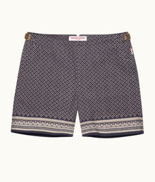 Bulldog Solmio Geo Floral Print Mid-Length Swim Shorts | Night Iris