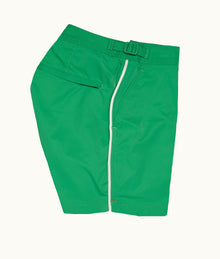 Bulldog Stretch Mid-Length Iridescent Stretch Swim Shorts | Caddie Green