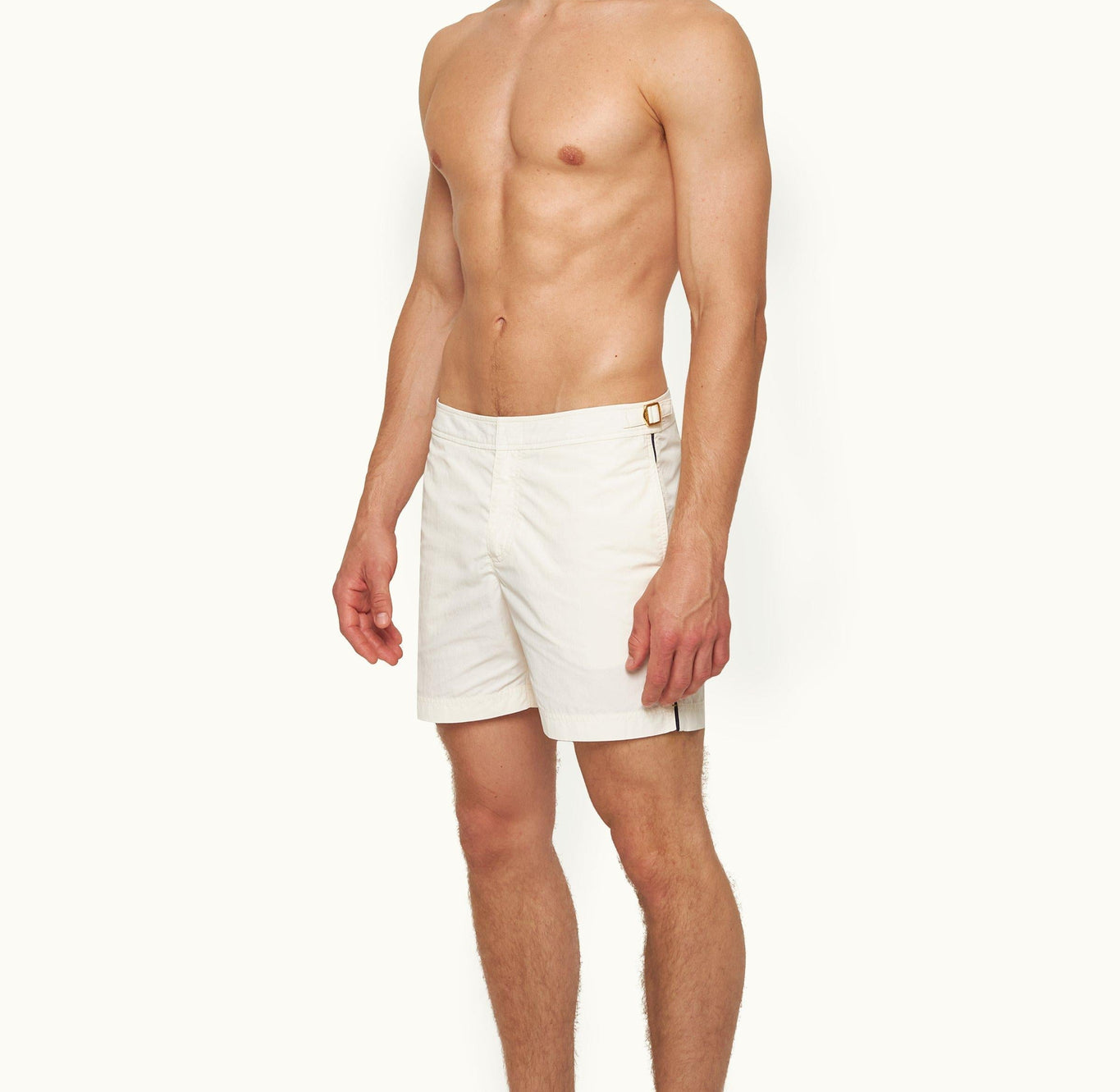 Bulldog Tape Insert Mid-Length Swim Shorts | White Sand