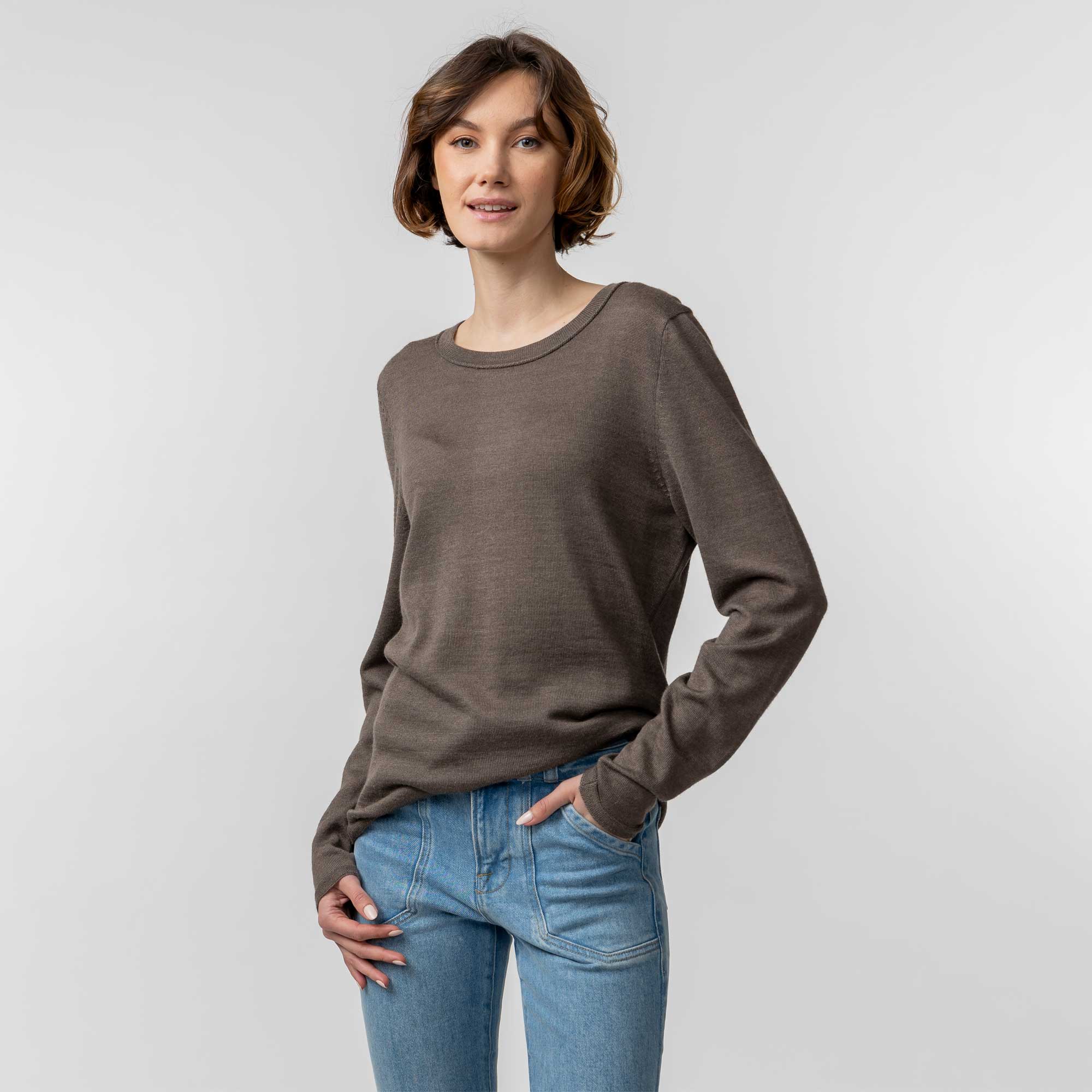 Crew Neck Sweater for Women | Mocha